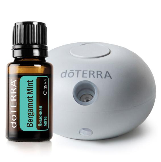 Набор doTERRA портативный диффузор Bubble с датчиком движения и масло Лимонная мята (Bergamot Mint), 15 мл