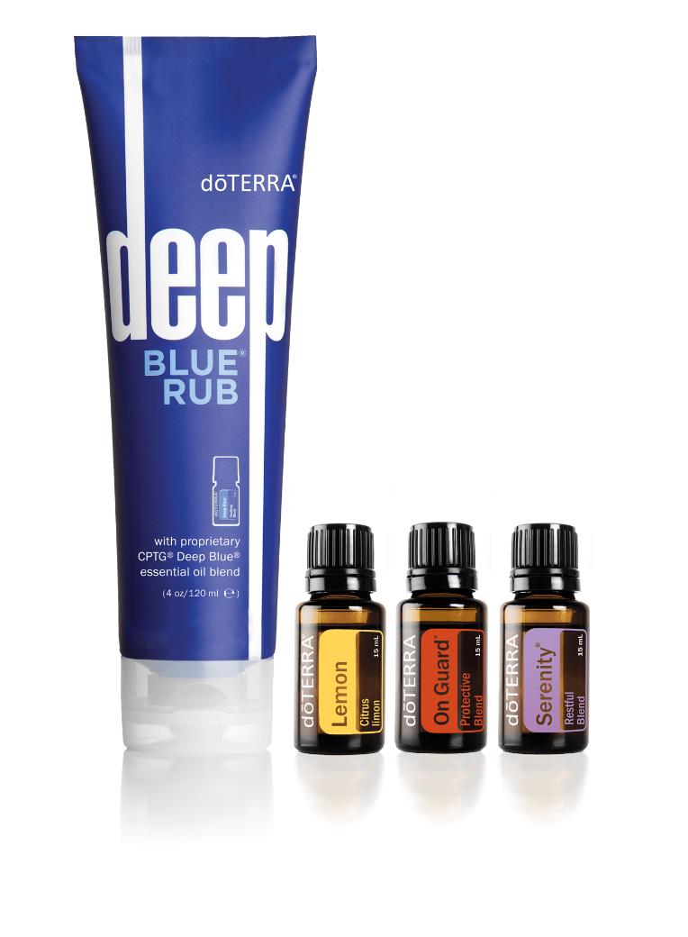 Набор эфирных масел и крем Дип Блю doTERRA "Простые решения", 3x15 мл + 120 мл.