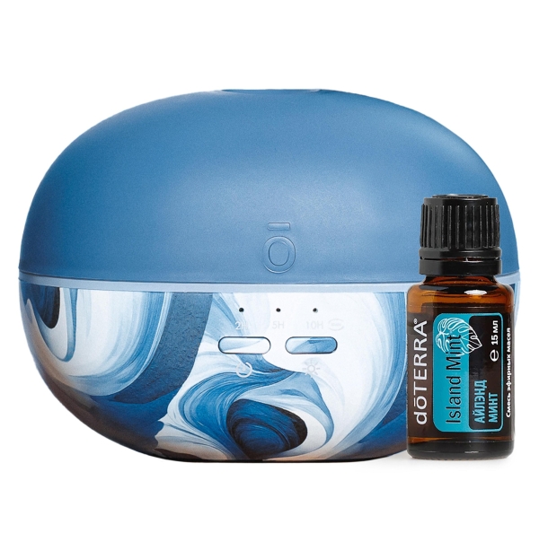 Набор dōTERRA «Аквамариновая весна» диффузор Pebble (100 мл) и смесь «Айлэнд минт» (15 мл)