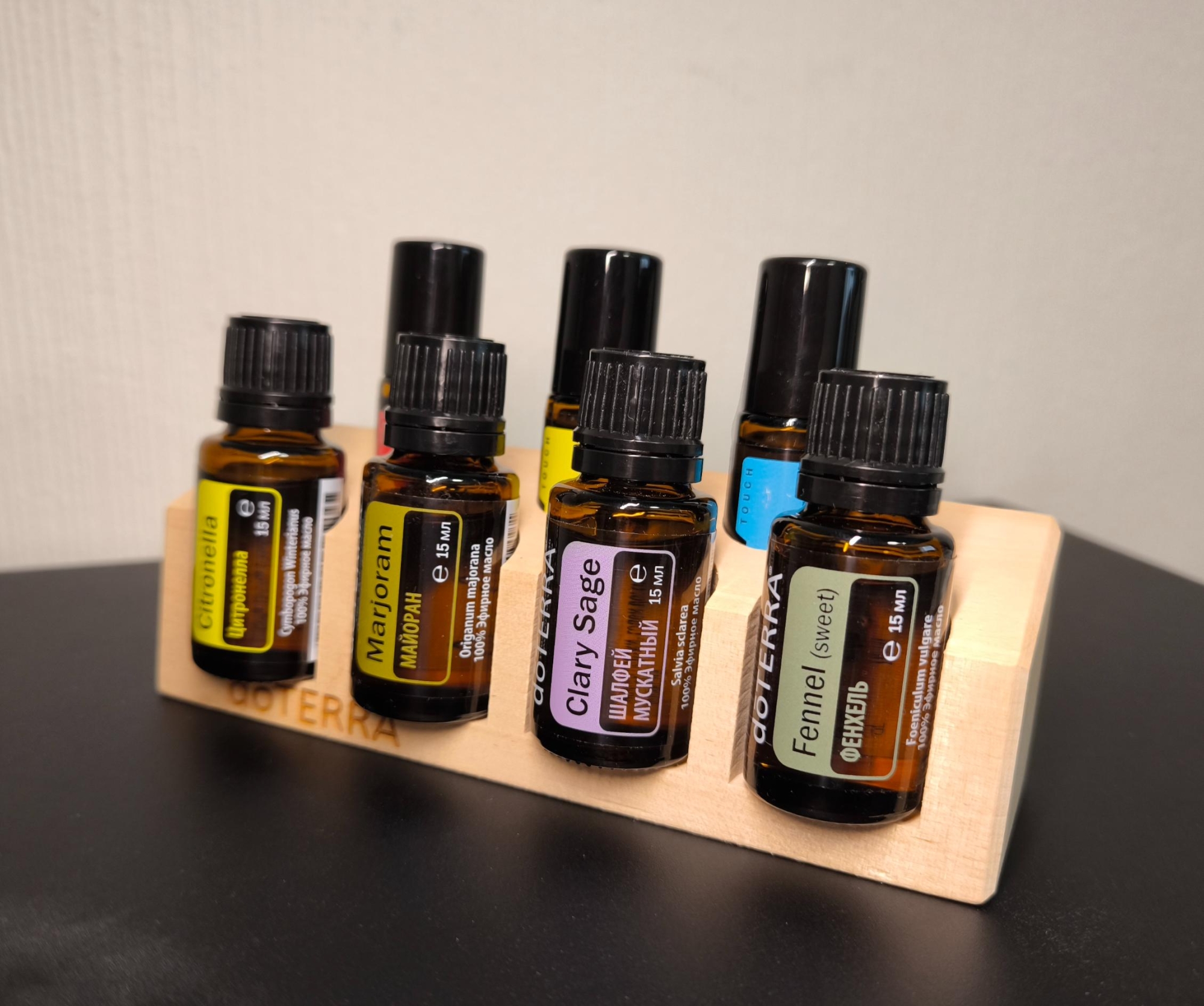 Деревянная подставка для масел doTERRA (для 3 роллеров и 4 масел по 15 мл) - Для использования масел - Каталог товаров