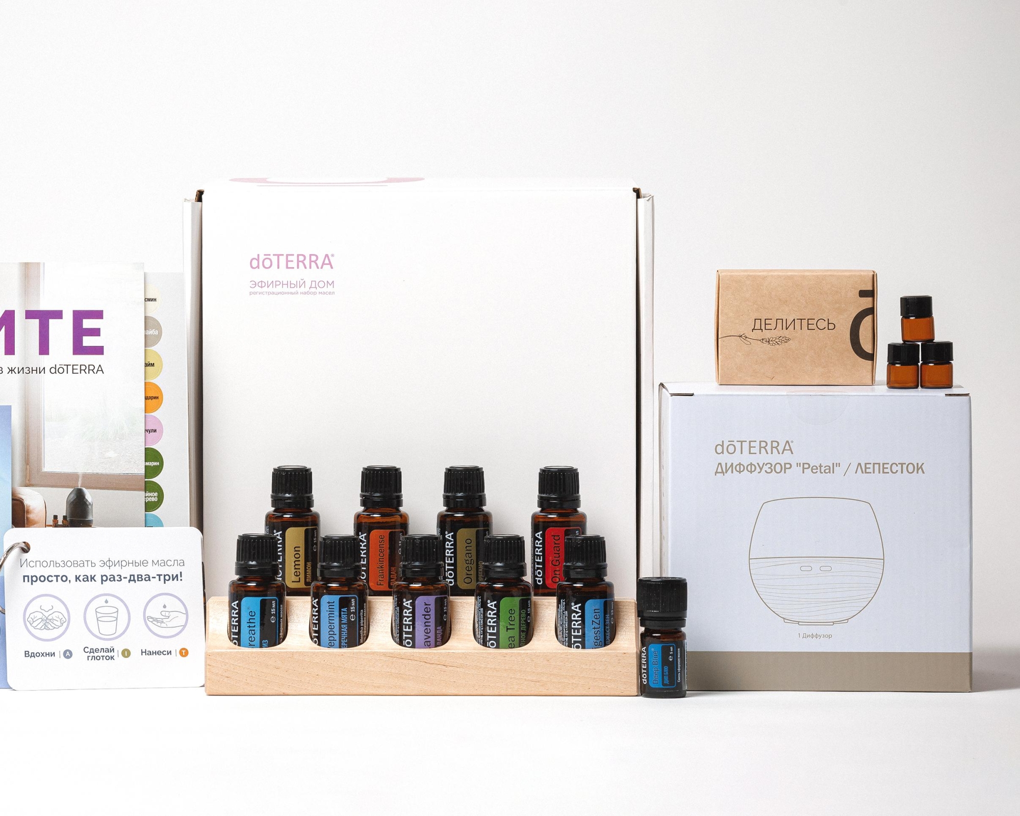 Набор эфирных масел doTERRA "Эфирный дом", 9х15 мл и 1х5 мл с диффузором и подставкой - Наборы эфирных масел - Каталог товаров