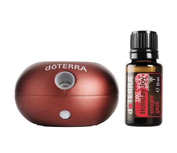 Набор doTERRA "Праздничный красный" портативный диффузор Bubble с датчиком движения и смесь "Холидей Джой", 15 мл