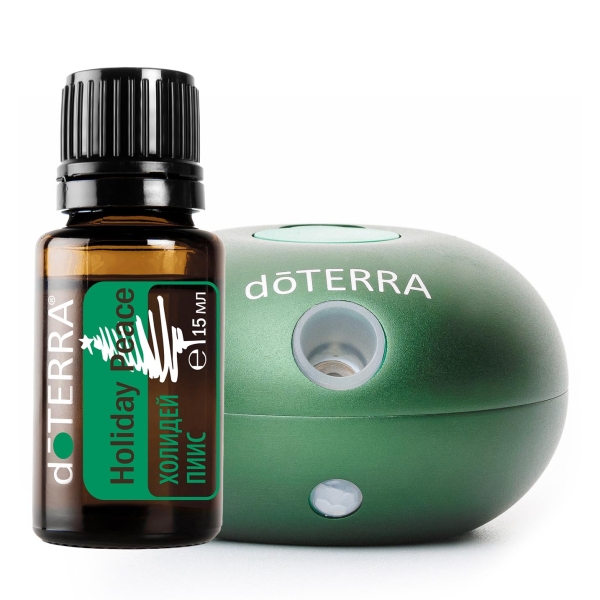 Набор dōTERRA «Зимнее утро» портативный диффузор Bubble зелёный с датчиком движения и «Холидей Пиис» 15 мл